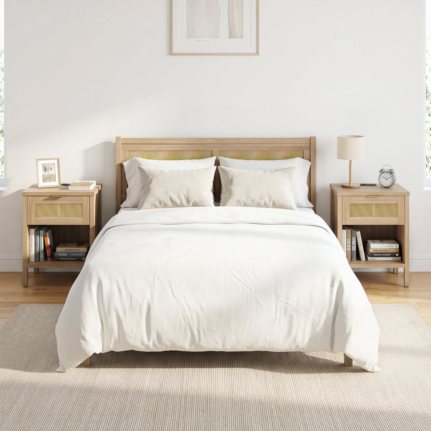 Rattan Nightstand With Charging Station, Oak Nightstands at Gallery Canada
