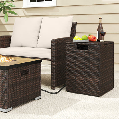 Rattan Propane Tank Cover, Patio Hideaway Side Table, Brown Fire Pit Tables at Gallery Canada