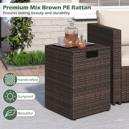 Rattan Propane Tank Cover, Patio Hideaway Side Table, Brown Fire Pit Tables at Gallery Canada