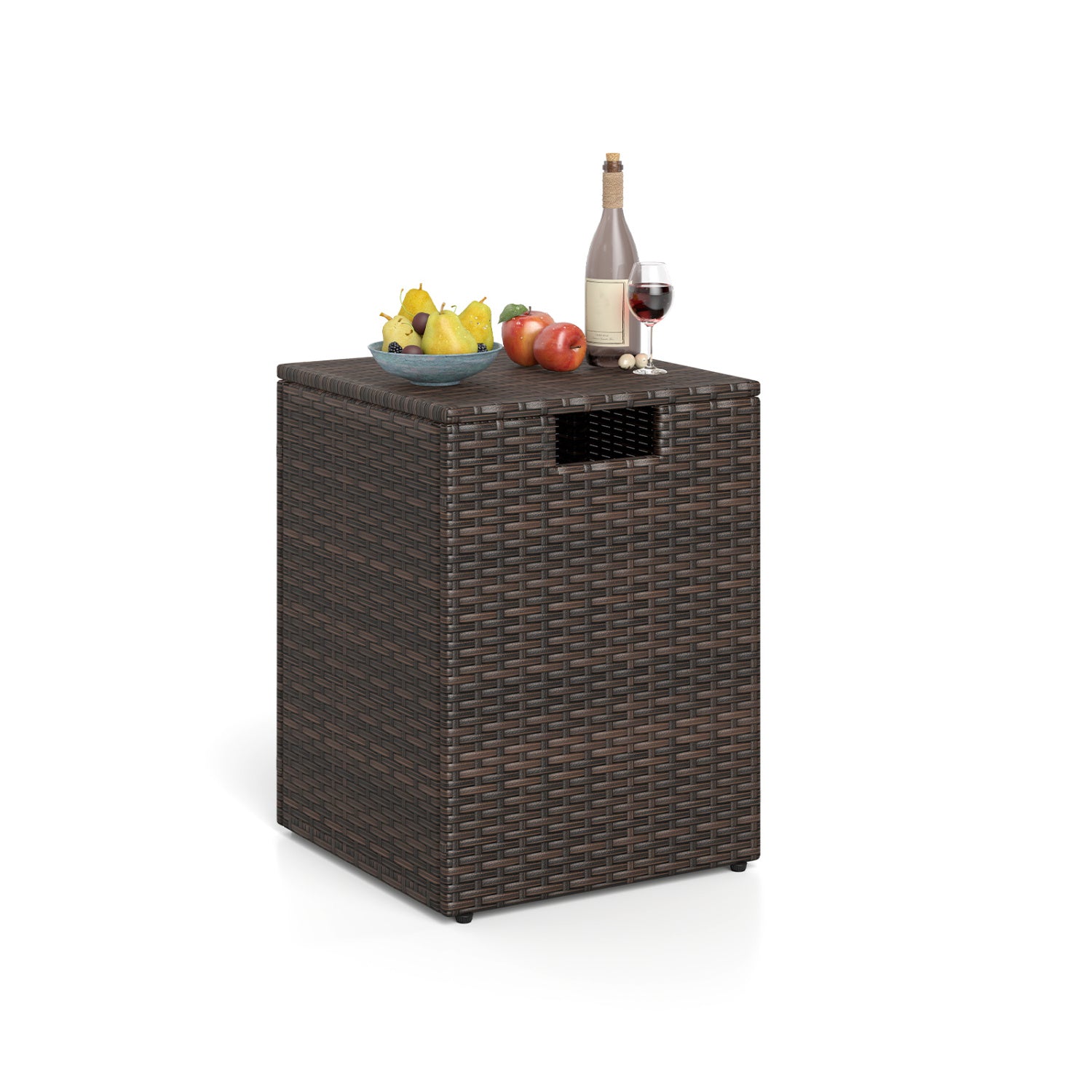 Rattan Propane Tank Cover, Patio Hideaway Side Table, Brown Fire Pit Tables Brown at Gallery Canada