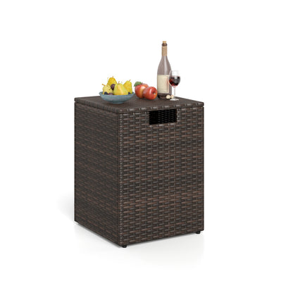 Rattan Propane Tank Cover, Patio Hideaway Side Table, Brown Fire Pit Tables Brown at Gallery Canada