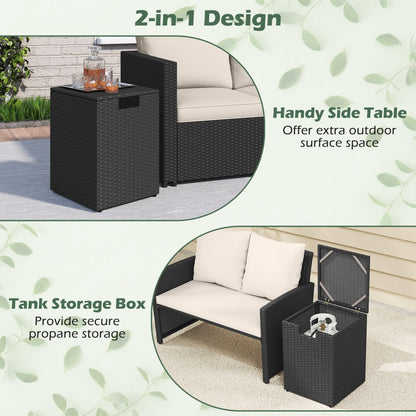 Rattan Propane Tank Cover, Patio Side Table, Black Fire Pit Tables at Gallery Canada