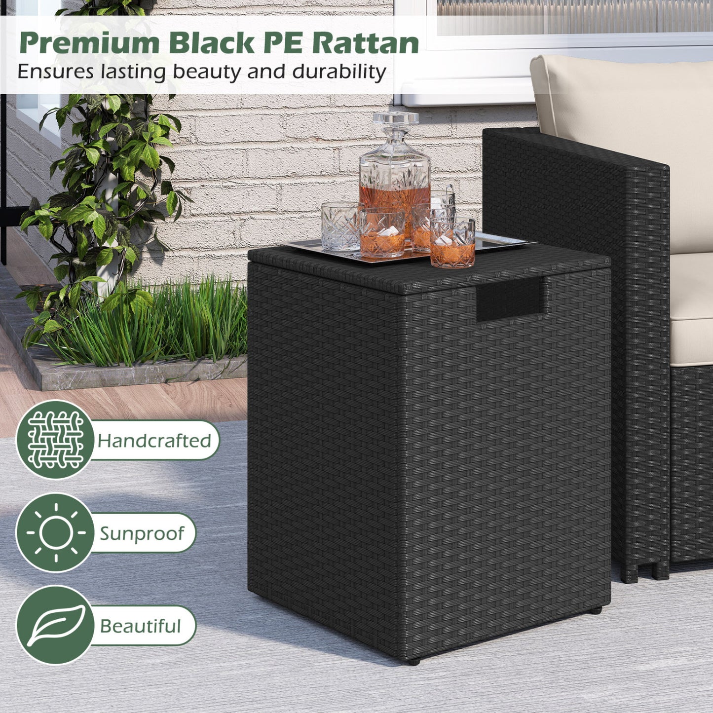 Rattan Propane Tank Cover, Patio Side Table, Black Fire Pit Tables at Gallery Canada