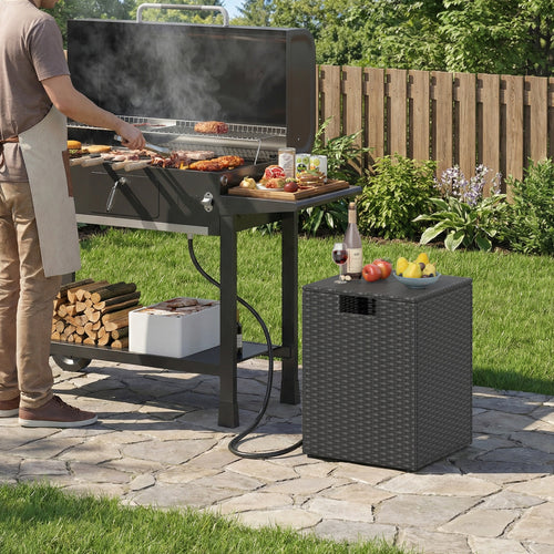 Rattan Propane Tank Cover, Patio Side Table, Black