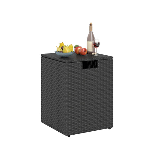 Rattan Propane Tank Cover, Patio Side Table, Black Fire Pit Tables Black at Gallery Canada