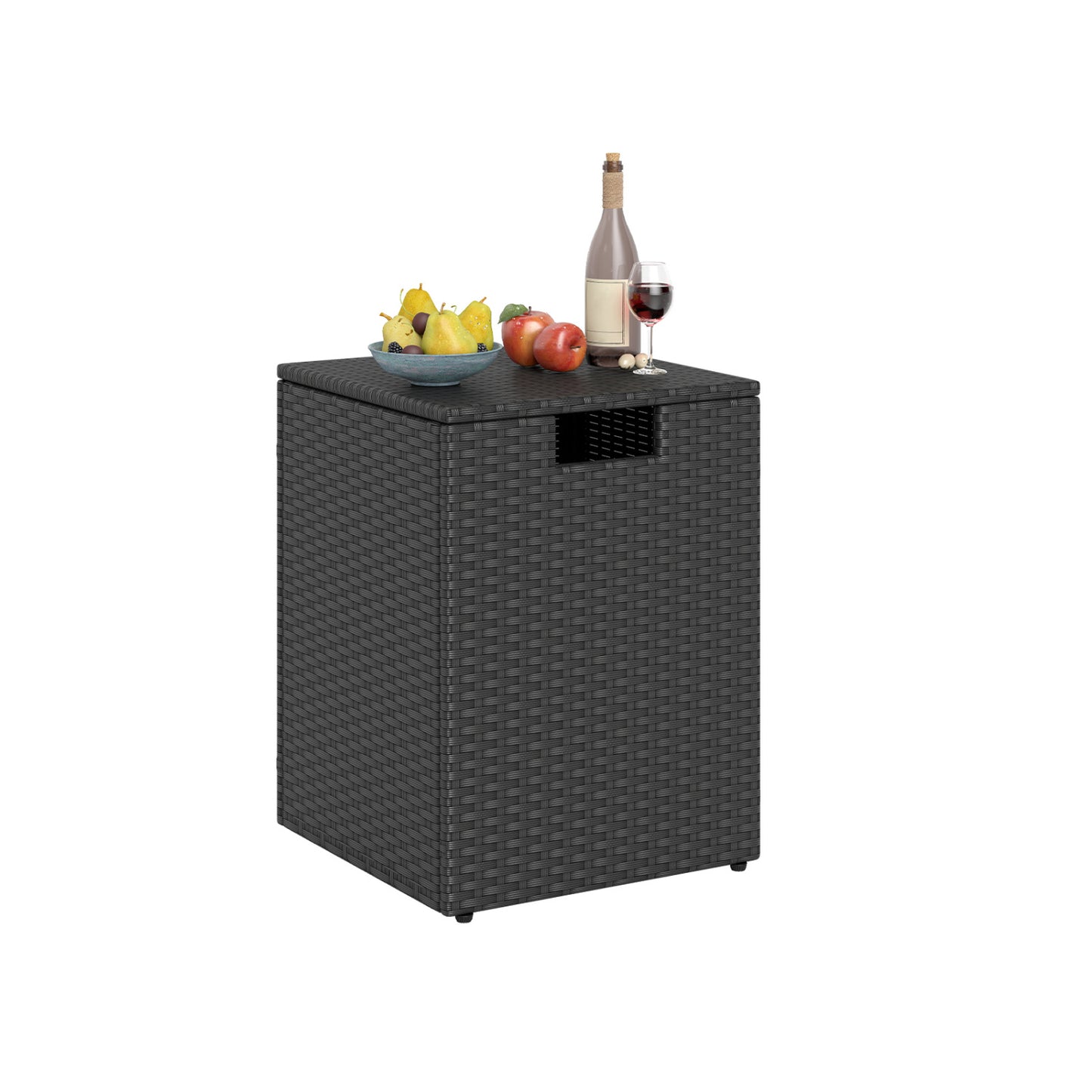 Rattan Propane Tank Cover, Patio Side Table, Black Fire Pit Tables Black at Gallery Canada