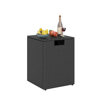 Rattan Propane Tank Cover, Patio Side Table, Black Fire Pit Tables Black at Gallery Canada