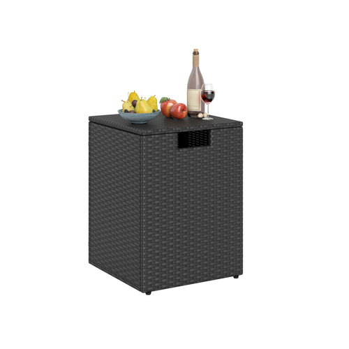 Rattan Propane Tank Cover, Patio Side Table, Black