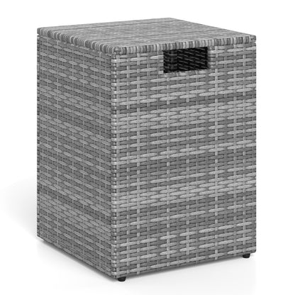 Rattan Propane Tank Cover, Patio Hideaway Tank Side Table, Gray Fire Pit Tables at Gallery Canada
