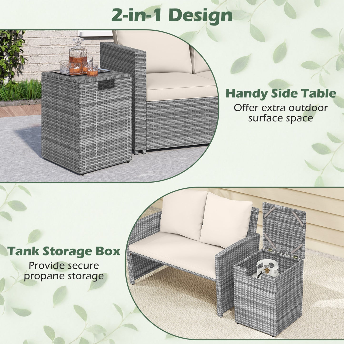 Rattan Propane Tank Cover, Patio Hideaway Tank Side Table, Gray Fire Pit Tables at Gallery Canada