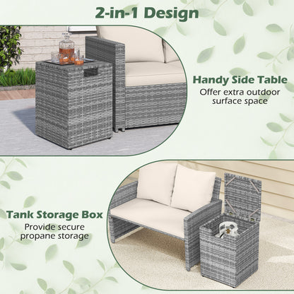 Rattan Propane Tank Cover, Patio Hideaway Tank Side Table, Gray Fire Pit Tables at Gallery Canada