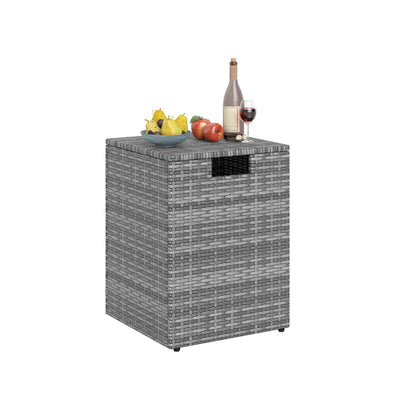 Rattan Propane Tank Cover, Patio Hideaway Tank Side Table, Gray Fire Pit Tables at Gallery Canada