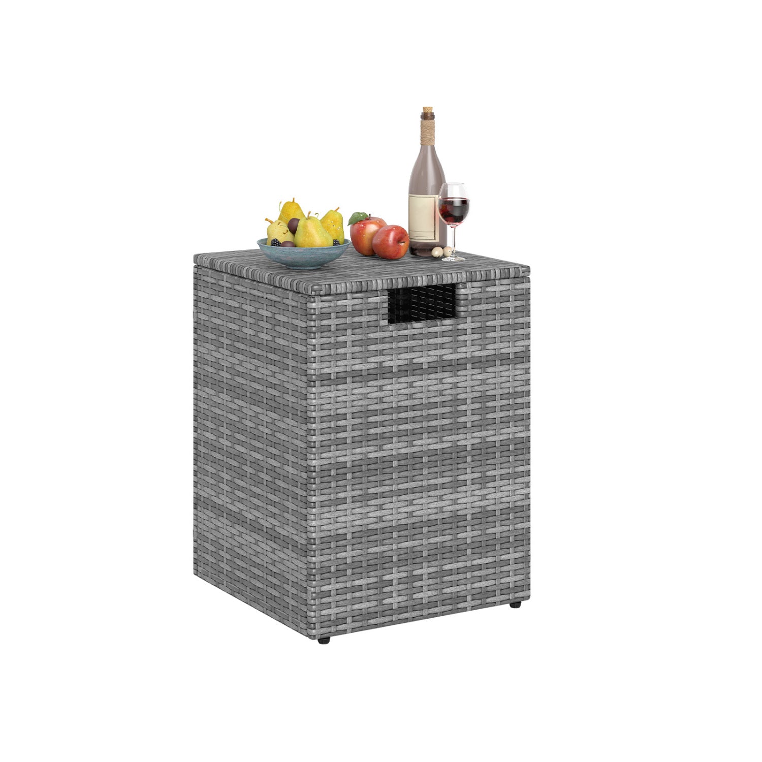 Rattan Propane Tank Cover, Patio Hideaway Tank Side Table, Gray Fire Pit Tables Gray at Gallery Canada