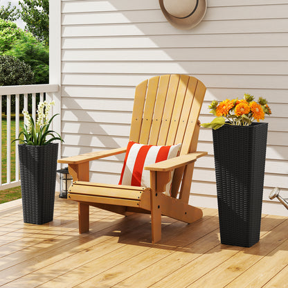 Rattan Tall Planter Set of 2 Outdoor Large Tapered Planters with Removable Inner Trays, Black Faux Plants at Gallery Canada