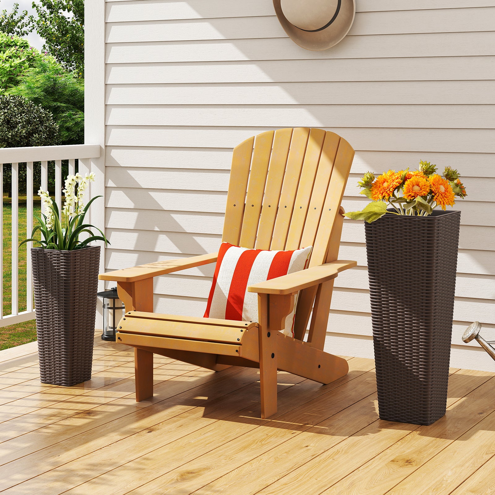 Rattan Tall Planter Set of 2 Outdoor Large Tapered Planters with Removable Inner Trays, Brown Faux Plants at Gallery Canada