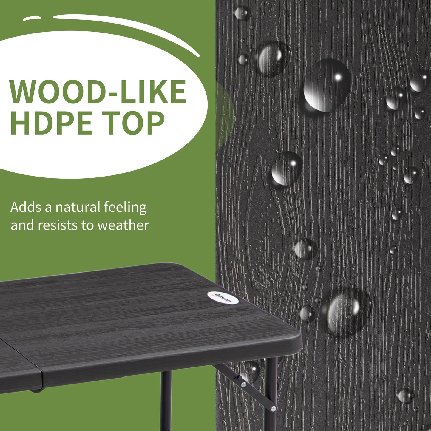 Foldable Patio Dining Table for 4, Adjustable Height, Dark Grey Patio Dinning Tables at Gallery Canada