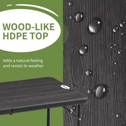 Foldable Patio Dining Table for 4, Adjustable Height, Dark Grey Patio Dinning Tables at Gallery Canada