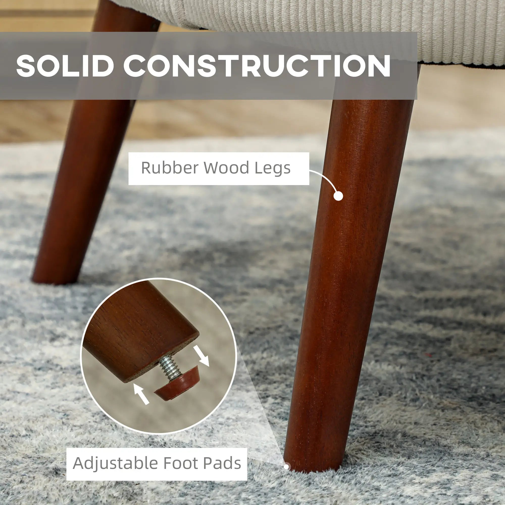 Modern Accent Chair, Upholstered Armchair with Wood Legs, Cream White Accent Chairs at Gallery Canada