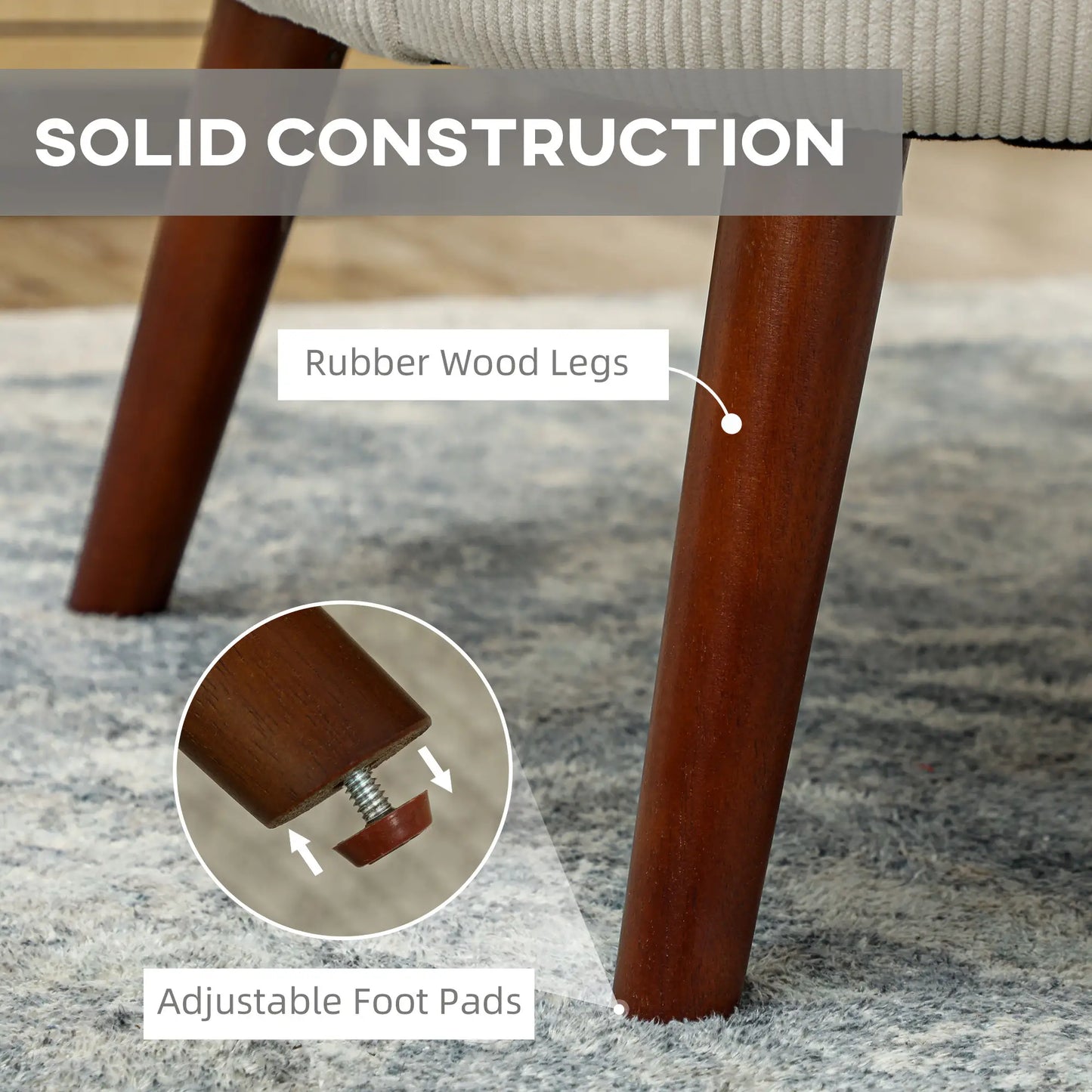 Modern Accent Chair, Upholstered Armchair with Wood Legs, Cream White Accent Chairs at Gallery Canada