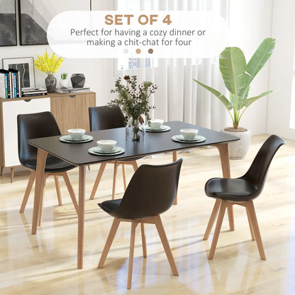 Modern Dining Table Chairs Set of 4, Rubber Wood Kitchen Table Chairs with PU Leather Cushion for Living Room, Bedroom Bar Sets at Gallery Canada