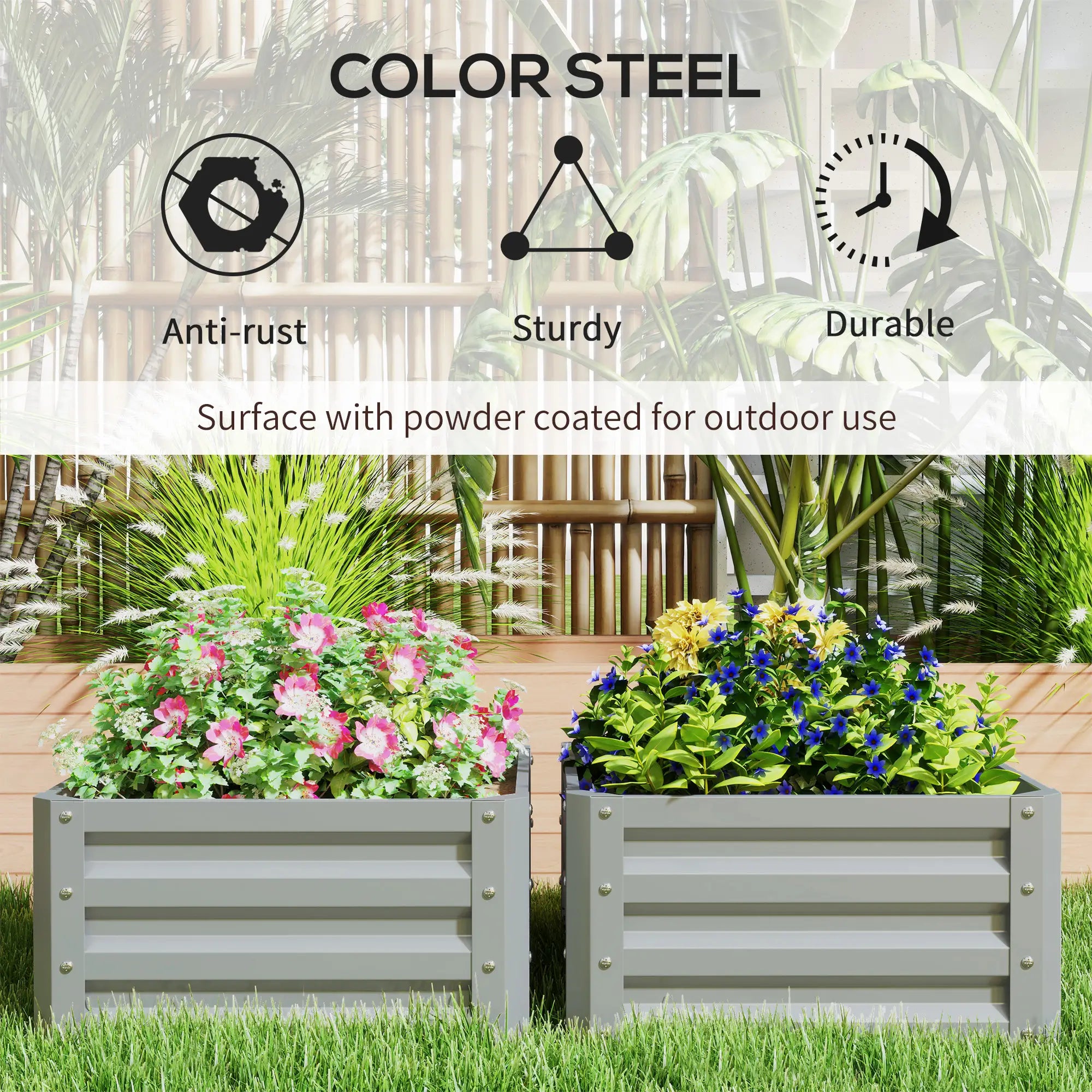 2' x 2' x 1' Raised Garden Bed, Galvanised Steel Frame, Light Grey Raised Garden Beds at Gallery Canada