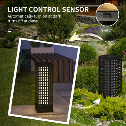 Wicker Solar Outdoor Lamp, Auto On/Off LED, IP44, Black Solar Post Lamps at Gallery Canada