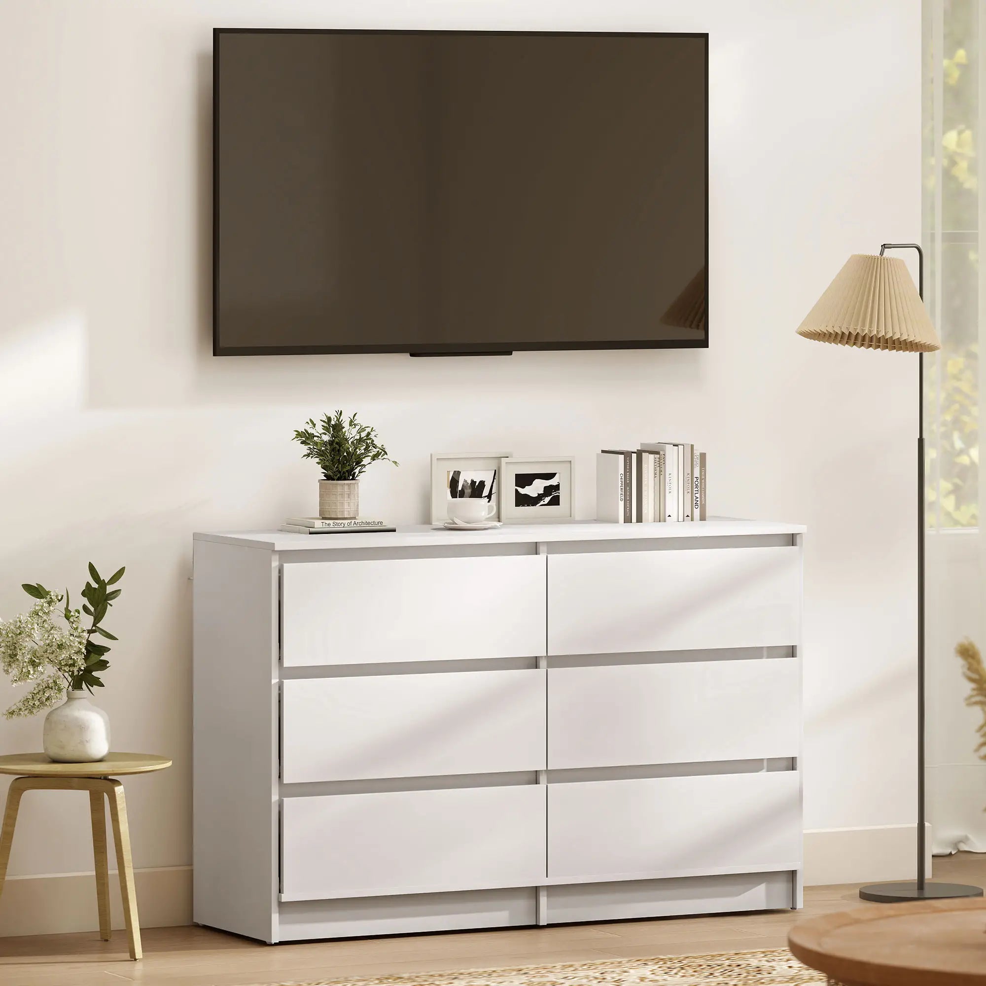 Wide 6 Drawer Dresser, Modern Clothes Storage Organizer, White Storage Cabinets at Gallery Canada