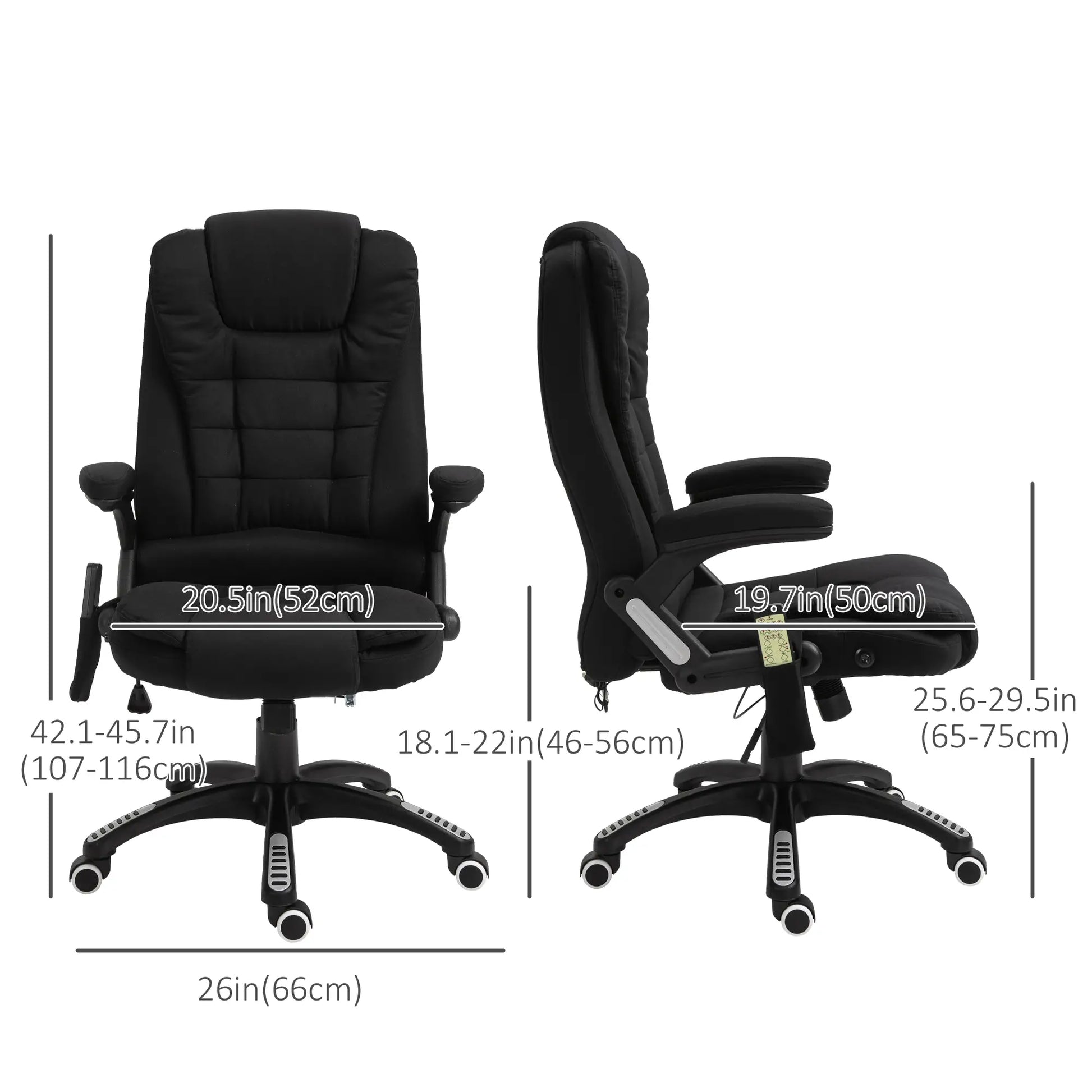 6 Point Vibrating Massage Office Chair High Back Executive Chair with Reclining Back, Swivel Wheels, Black Massage Chairs at Gallery Canada