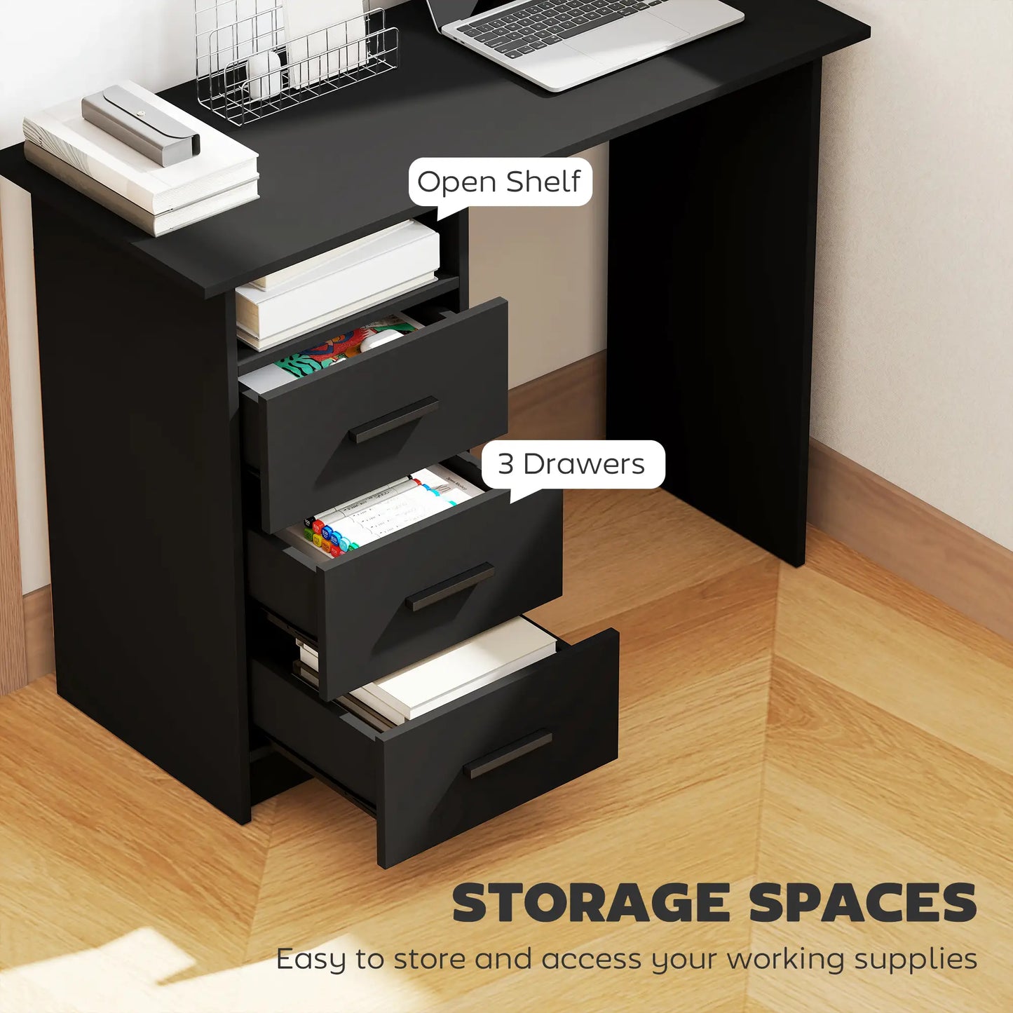 Computer Desk with Storage, 39 Inch, Black Computer Desks at Gallery Canada