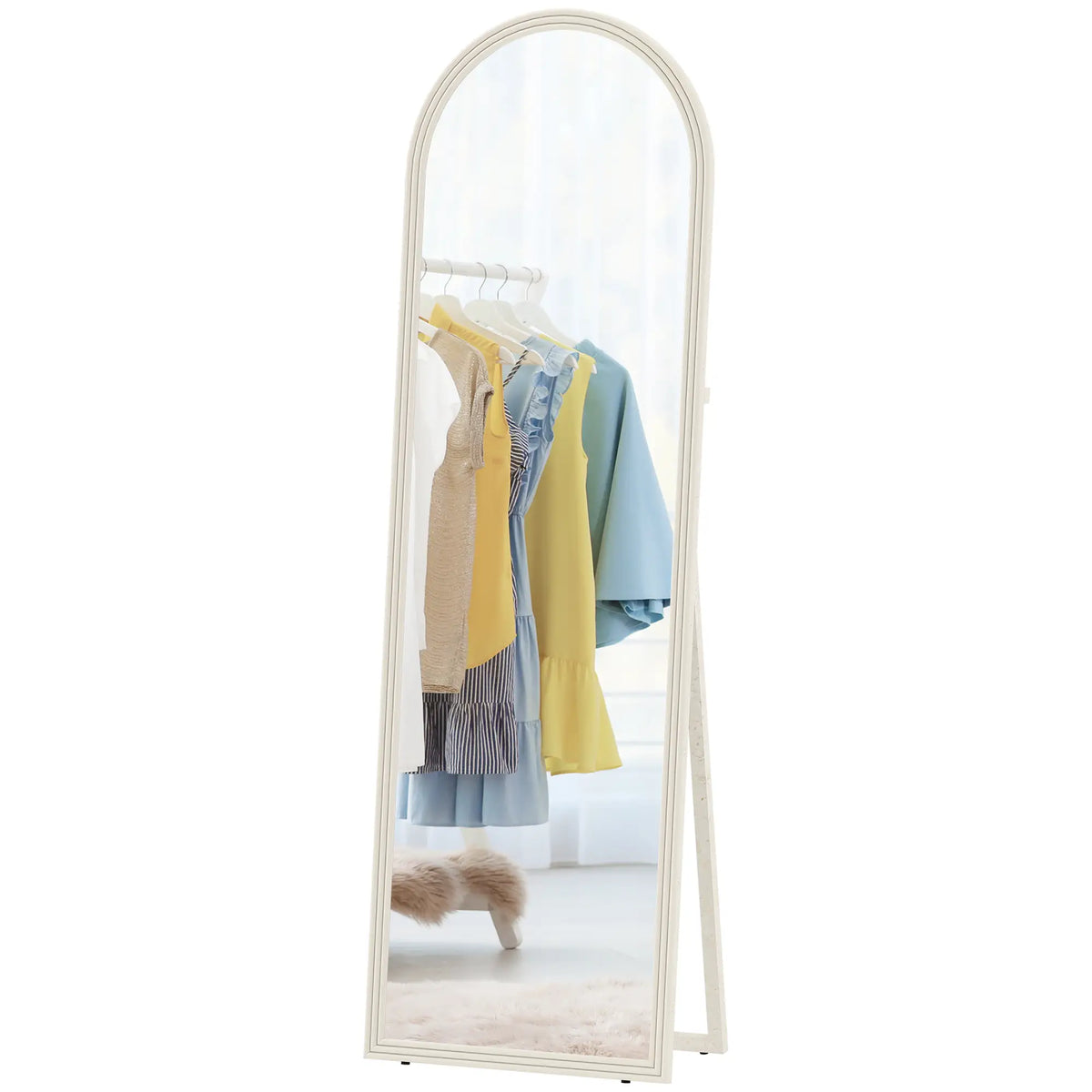 Miroir pleine longueur 64" x 21", autoportant, corps arqué, blanc