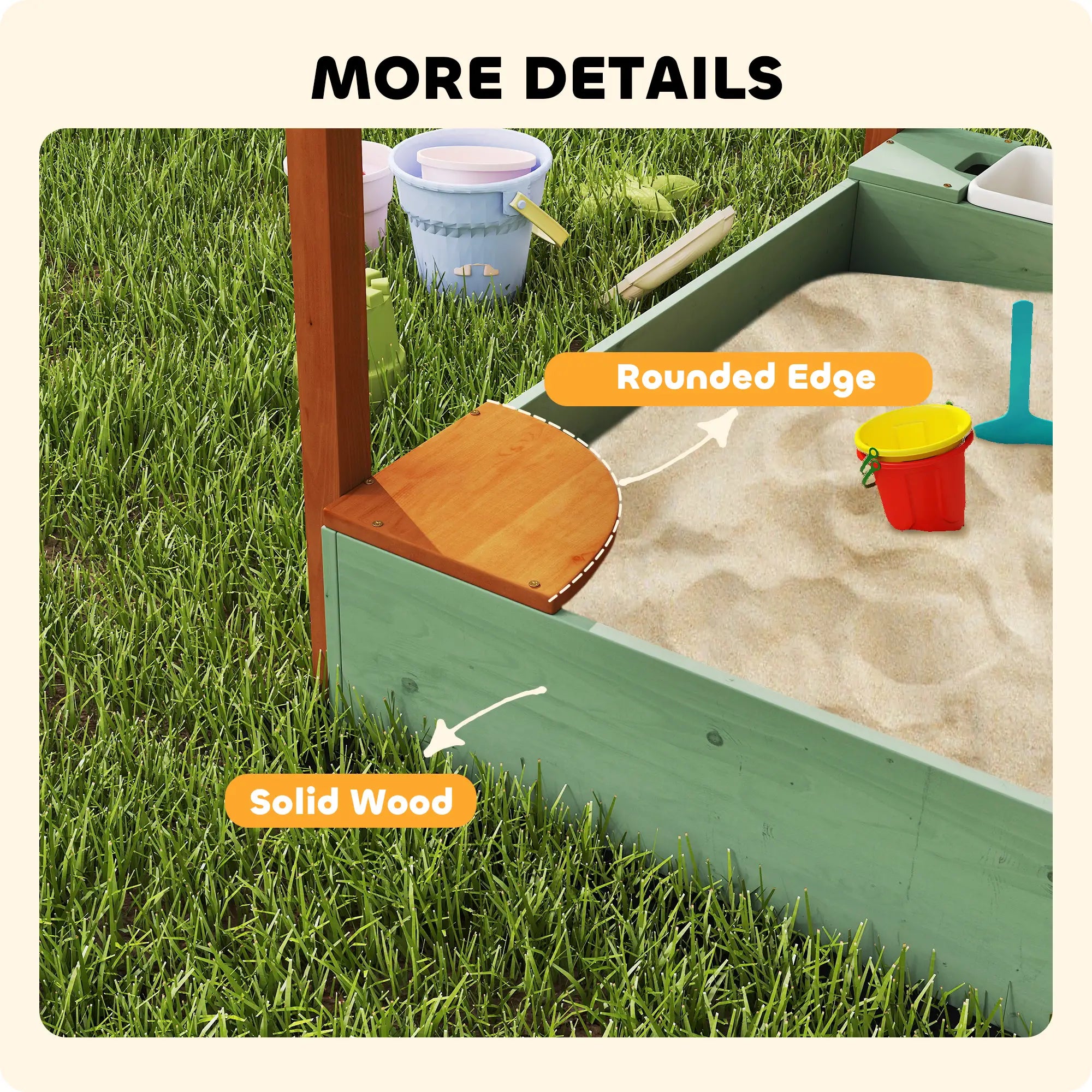 Wooden Kids Sandbox with Canopy, 46
