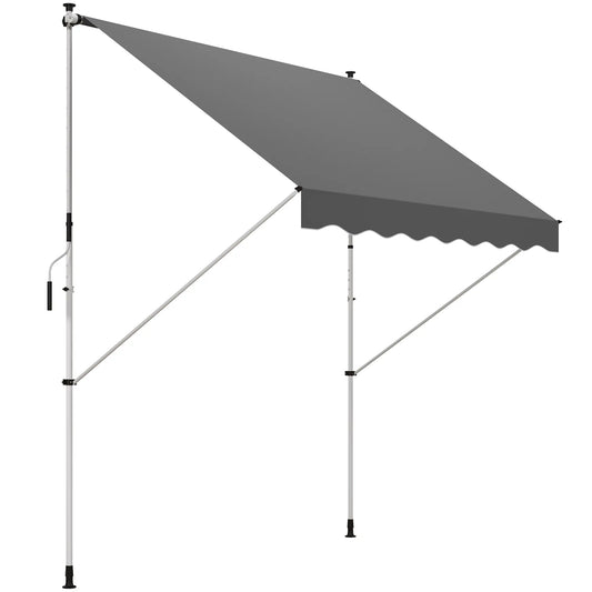 10x5ft Manual Retractable Awning, Water Resistant UV Protector, Grey Door Awnings Grey at Gallery Canada