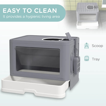 Cat Litter Box, Front Enter Top Exit, Pull Out Tray, Easy Clean, Grey Cat Litter Box Enclosures at Gallery Canada
