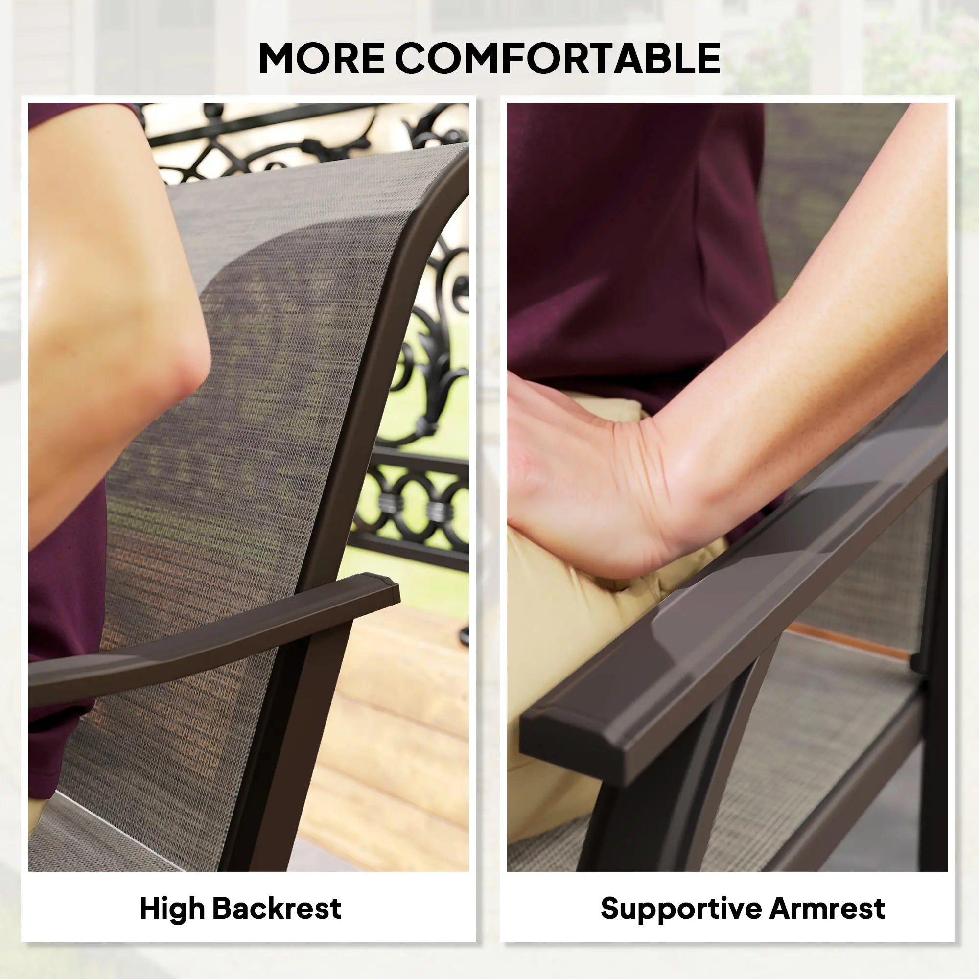 Patio Chairs Set of 2, High Backrest, for Backyard, Garden, Brown Bistro Sets at Gallery Canada