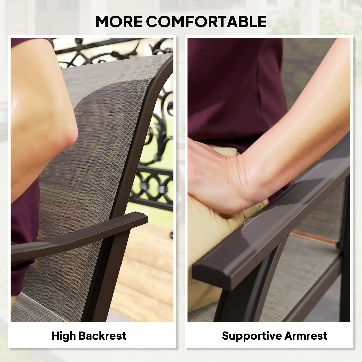 Patio Chairs Set of 2, High Backrest, for Backyard, Garden, Brown Bistro Sets at Gallery Canada