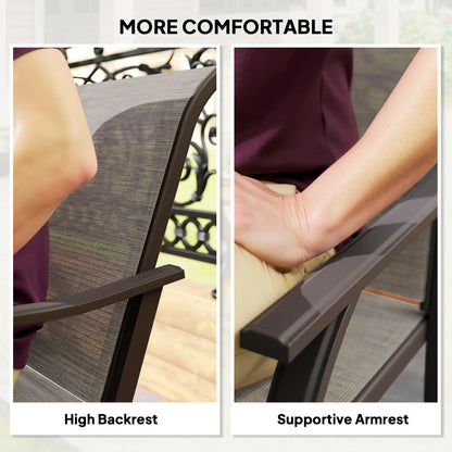 Patio Chairs Set of 2, High Backrest, for Backyard, Garden, Brown Bistro Sets at Gallery Canada