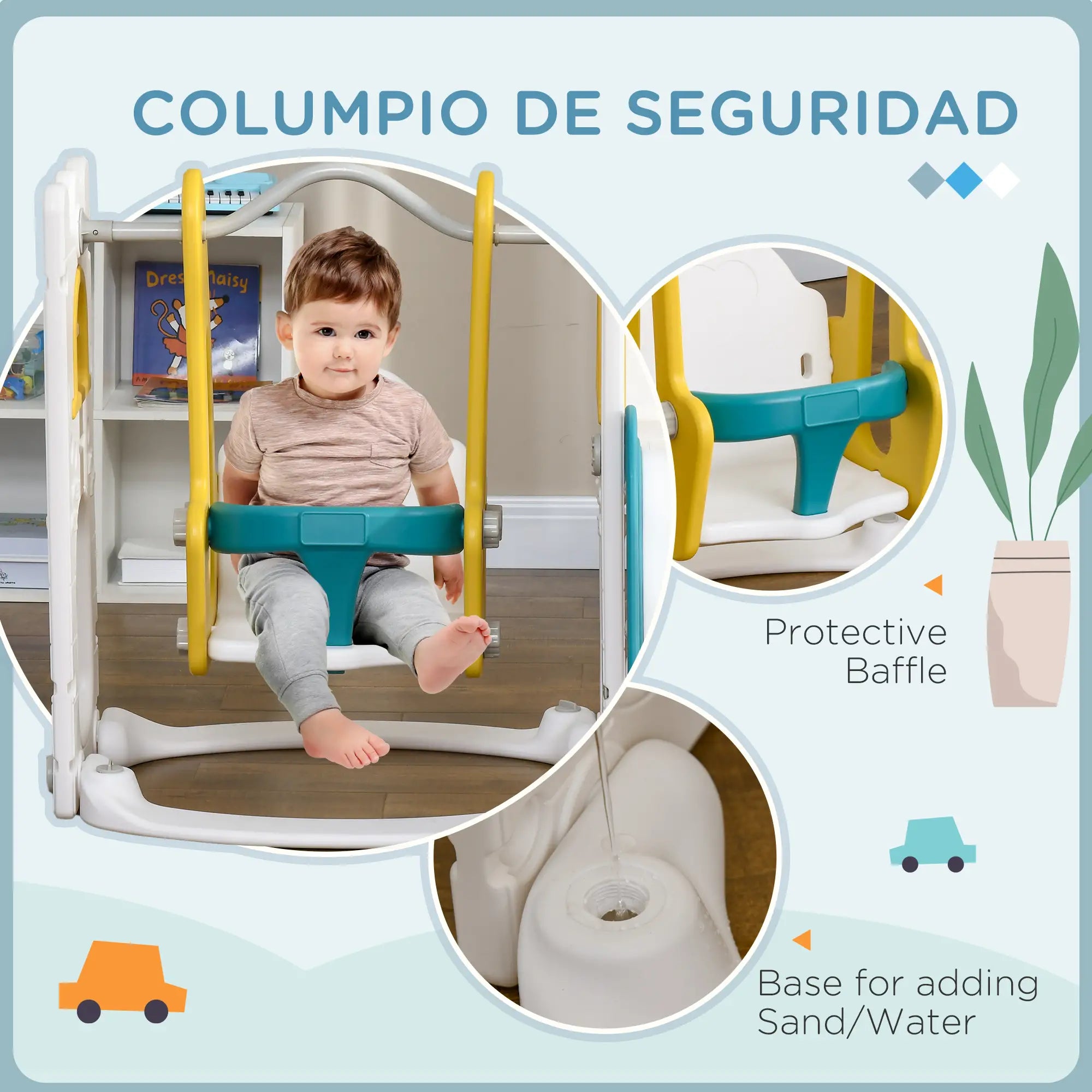 6-in-1 Baby Swing Playset, Indoor with Basketball Hoop, Climber, Yellow Gym Sets & Swings at Gallery Canada