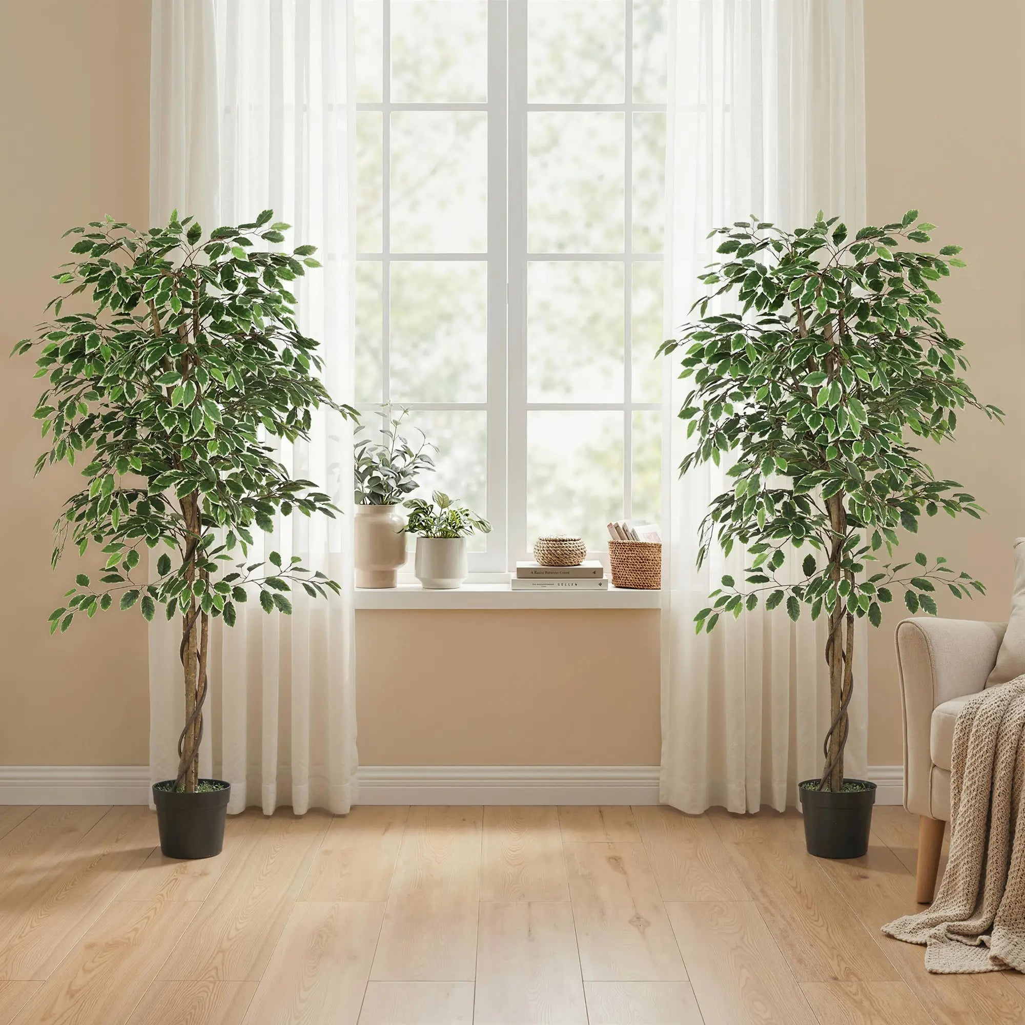 5.3 FT Artificial Ficus Tree With Pot, Indoor Home Office Decor Artificial Trees at Gallery Canada