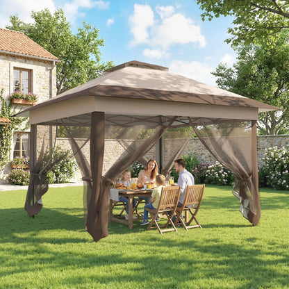 12' x 12' Foldable Pop-up Party Tent, Steel Frame, Khaki Pop Up Canopies at Gallery Canada