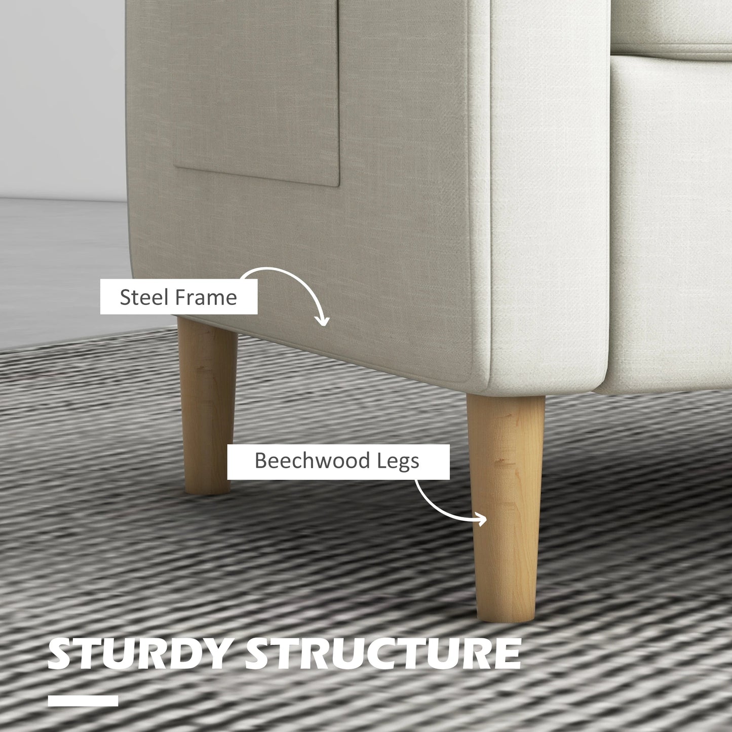 56" 2 Seat Sofa, Modern Love Seat, Upholstered Couch, White 2-Seater Sofas at Gallery Canada