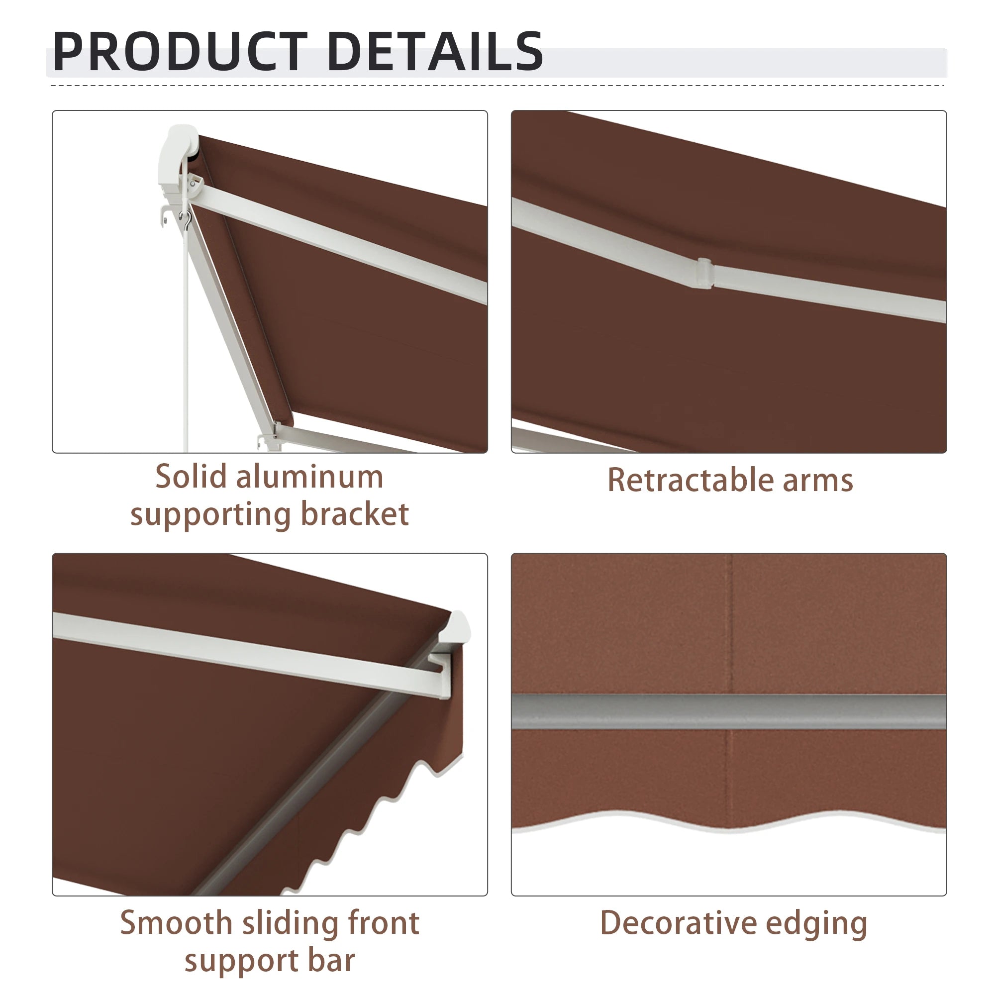 10' x 8' Electric Retractable Awning, Sun Shade Shelter with Remote, Manual Crank, Aluminum Frame Deck Awnings at Gallery Canada