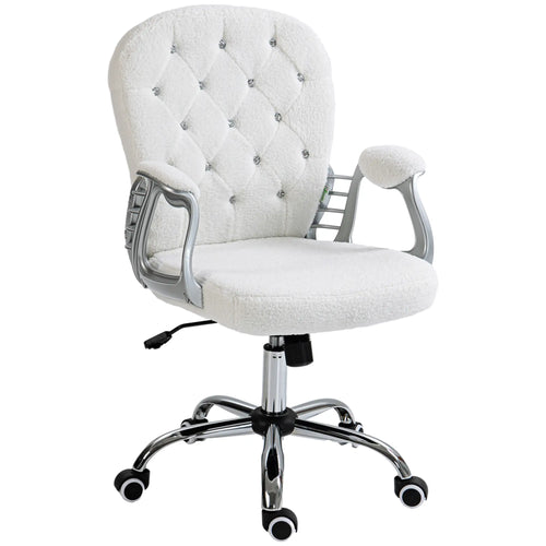 Office Chair, Adjustable Height, Tufted Back, White