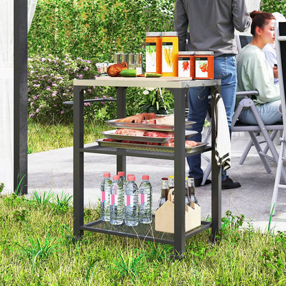 3-Shelf Outdoor Grill Cart, Stainless Steel Top, Wheels Outdoor Grill Carts at Gallery Canada
