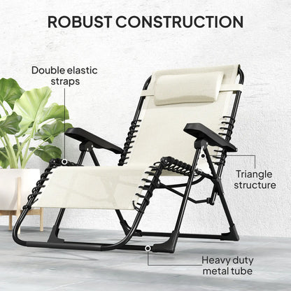 Folding Zero Gravity Chair, 5-Position Adjustable Outdoor Recliner, Beige Lounger Chairs at Gallery Canada