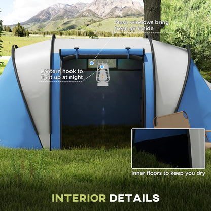 Camping Tent, 2 Bedrooms, Living Area, 3000mm Waterproof, Blue Camping Tents at Gallery Canada