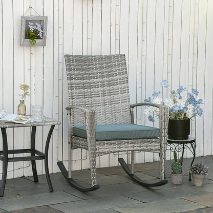 Outdoor PE Rattan Rocking Chair, Garden Glider, Grey Patio Chairs at Gallery Canada