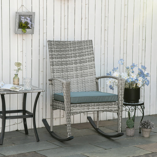 Outdoor PE Rattan Rocking Chair, Garden Glider, Grey