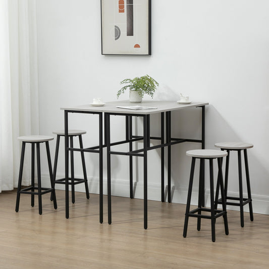 6-Piece Bar Table Set, 2 Breakfast Tables with 4 Stools, Counter Height Dining Tables &; Chairs for Kitchen, Living Room, Grey - Gallery Canada