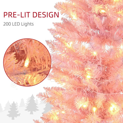 7' Pre Lit Artificial Pencil Christmas Tree, Warm White LED Lights, Pink Pencil Christmas Trees at Gallery Canada