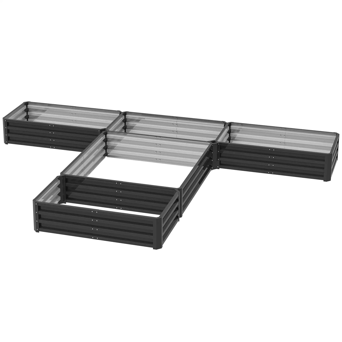 Steel Raised Garden Bed, Set of 5, 8x8x1ft, Dark Grey Raised Garden Beds Dark Grey at Gallery Canada